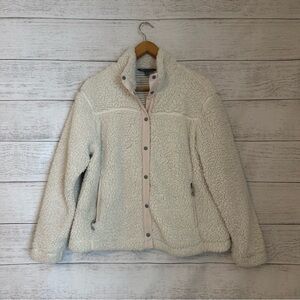 Title Nine Sherpa Snap Button Jacket in Ivory.
